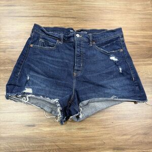 Old Navy Sky-Hi A-Line Button Fly Blue Denim Jean Shorts Womens Size 14